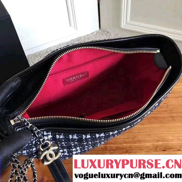 Chanel Tweed/Calfskin Gabrielle Medium Hobo Bag A91810 Black/White 2017 (KN-7121107 )