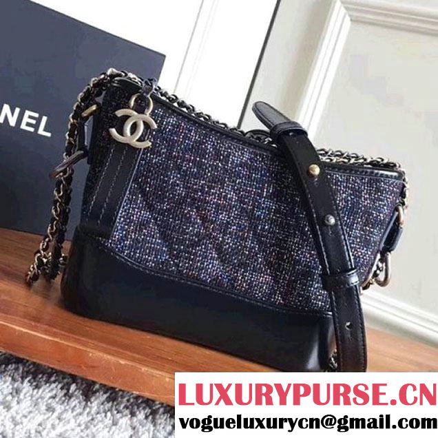 Chanel Tweed/Calfskin Gabrielle Small Hobo Bag A93824 Multicolor Black 2017 (KN-7121106 )