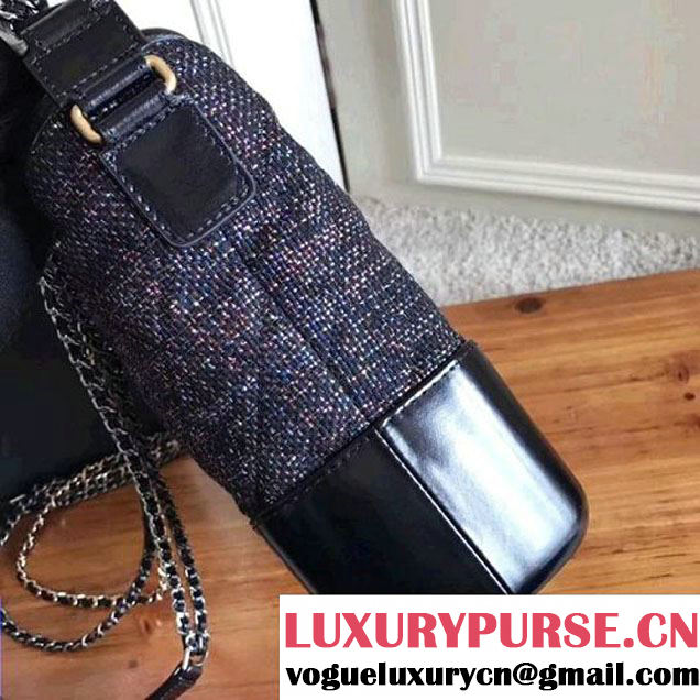 Chanel Tweed/Calfskin Gabrielle Medium Hobo Bag A91810 Multicolor Black 2017 (KN-7121105 )