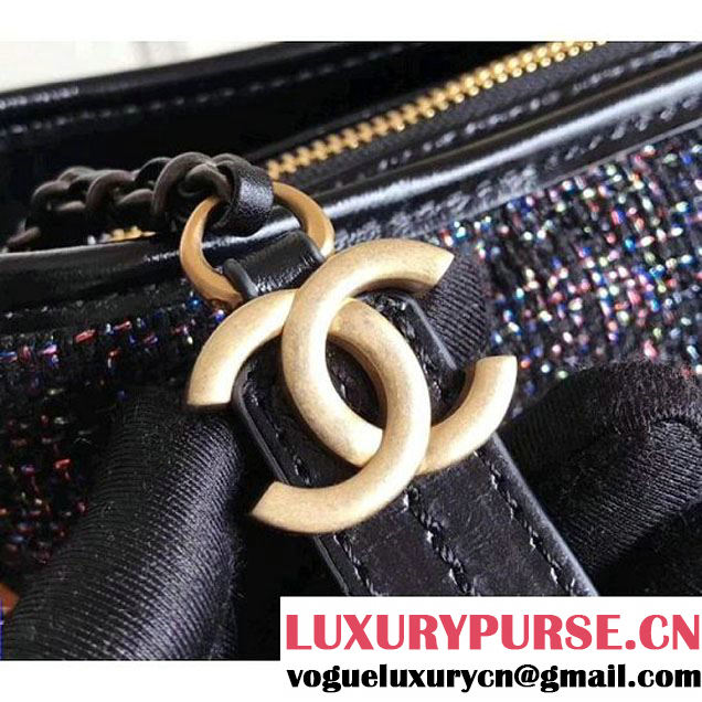 Chanel Tweed/Calfskin Gabrielle Medium Hobo Bag A91810 Multicolor Black 2017 (KN-7121105 )