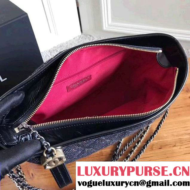 Chanel Tweed/Calfskin Gabrielle Medium Hobo Bag A91810 Multicolor Black 2017 (KN-7121105 )
