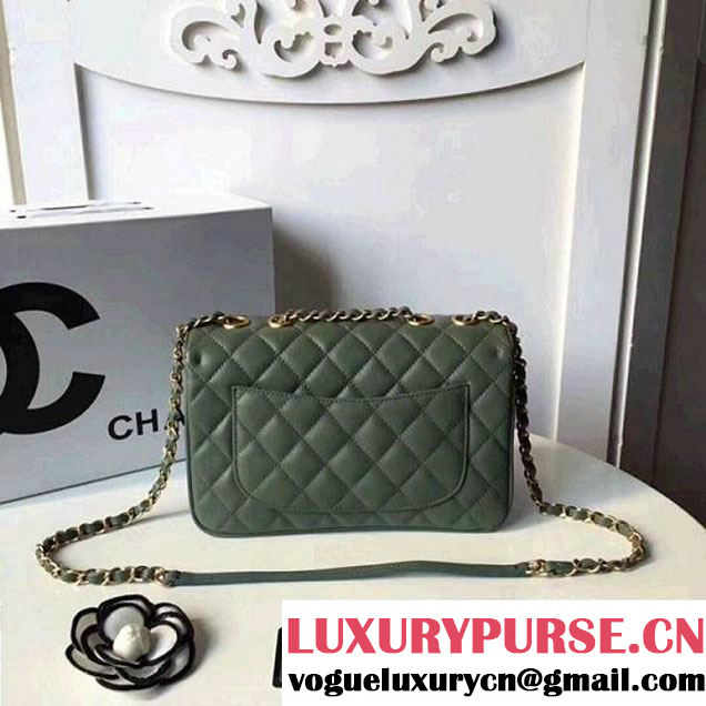 Chanel Rosewood Lambskin Medium Flap Bag A57028 Green 2018 (2A058-7121128 )