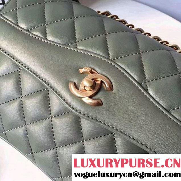 Chanel Rosewood Lambskin Medium Flap Bag A57028 Green 2018 (2A058-7121128 )