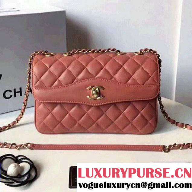 Chanel Rosewood Lambskin Medium Flap Bag A57028 Peach 2018 (2A058-7121127 )