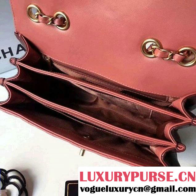 Chanel Rosewood Lambskin Medium Flap Bag A57028 Peach 2018 (2A058-7121127 )