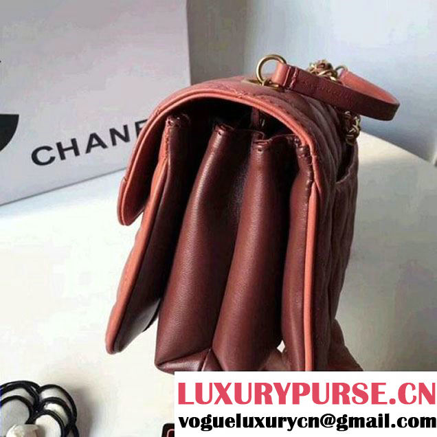 Chanel Rosewood Lambskin Medium Flap Bag A57028 Peach 2018 (2A058-7121127 )
