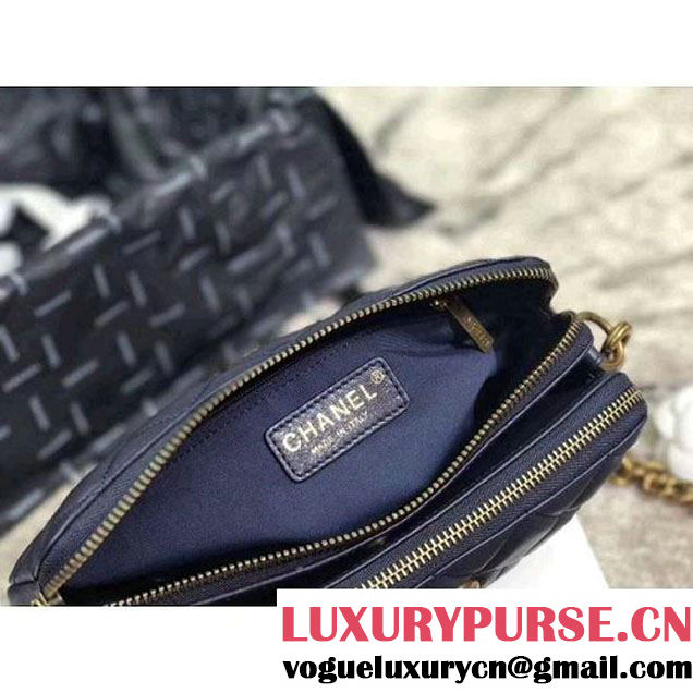 Chanel Lambskin Small Double Camera Case Bag Navy Blue 2017 (KS-7121606 )