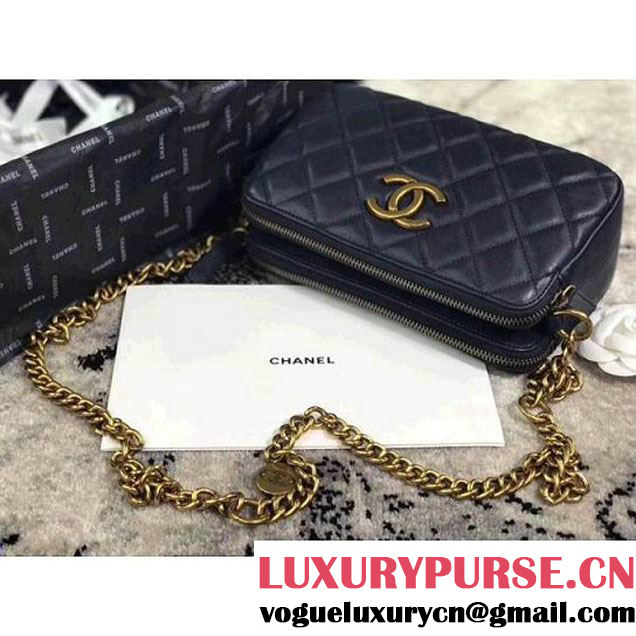 Chanel Lambskin Small Double Camera Case Bag Navy Blue 2017 (KS-7121606 )