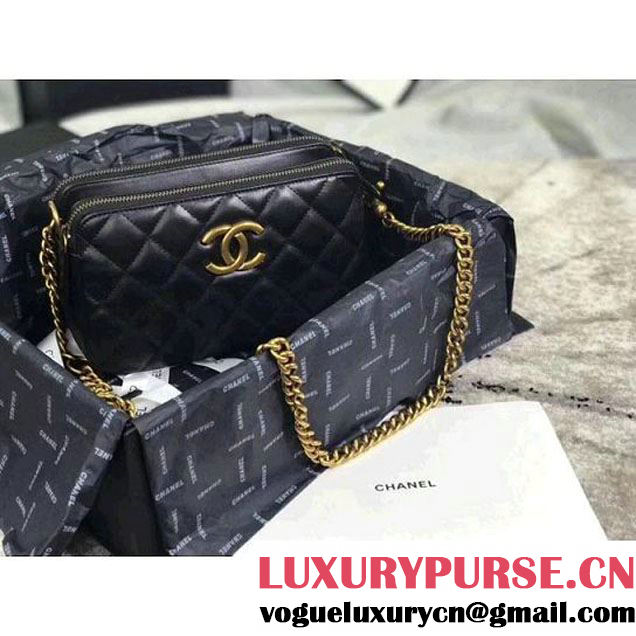 Chanel Lambskin Small Double Camera Case Bag Black 2017 (KS-7121604 )