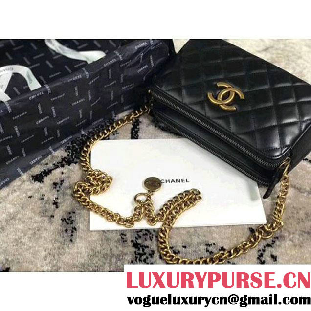 Chanel Lambskin Small Double Camera Case Bag Black 2017 (KS-7121604 )