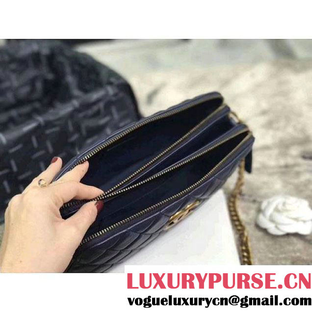 Chanel Lambskin Medium Double Camera Case Bag Navy Blue 2017 (KS-7121603 )