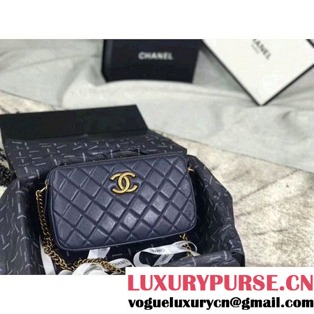 Chanel Lambskin Medium Double Camera Case Bag Navy Blue 2017 (KS-7121603 )