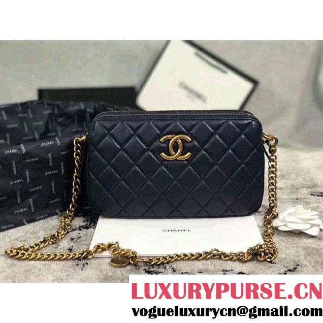 Chanel Lambskin Medium Double Camera Case Bag Navy Blue 2017 (KS-7121603 )