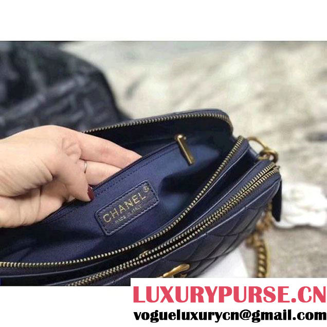 Chanel Lambskin Medium Double Camera Case Bag Navy Blue 2017 (KS-7121603 )