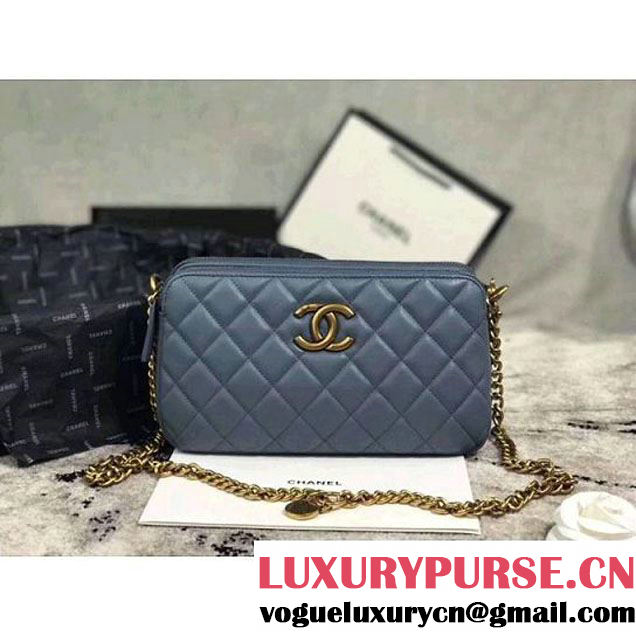 Chanel Lambskin Medium Double Camera Case Bag Light Blue 2017 (KS-7121602 )