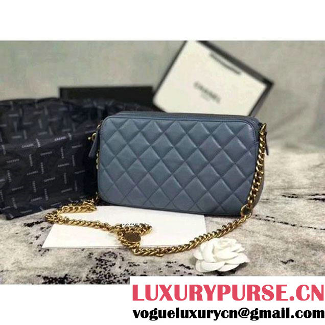 Chanel Lambskin Medium Double Camera Case Bag Light Blue 2017 (KS-7121602 )