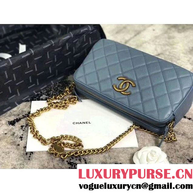 Chanel Lambskin Medium Double Camera Case Bag Light Blue 2017 (KS-7121602 )
