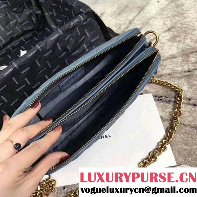 Chanel Lambskin Medium Double Camera Case Bag Light Blue 2017 (KS-7121602 )