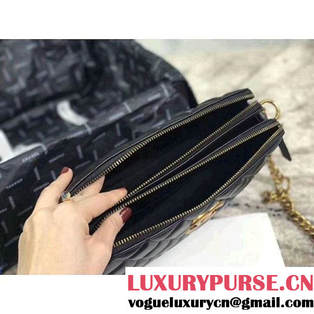 Chanel Lambskin Medium Double Camera Case Bag Black 2017 (KS-7121601 )