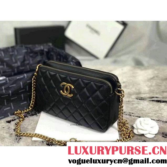Chanel Lambskin Medium Double Camera Case Bag Black 2017 (KS-7121601 )