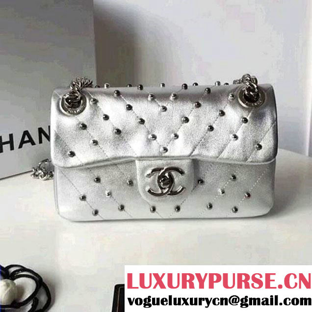 Chanel Lambskin Stud Wars Mini Flap Bag A91954 Silver 2017 (KS-7121612 )