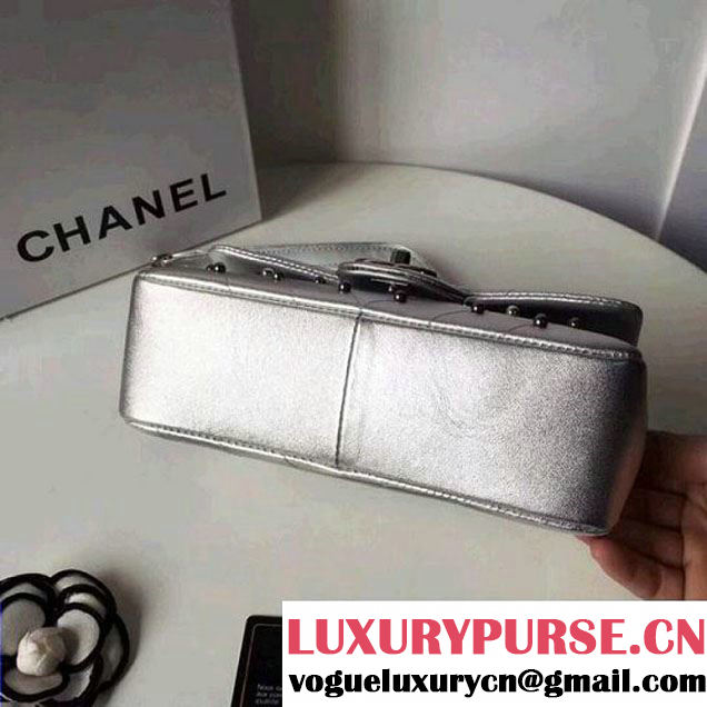 Chanel Lambskin Stud Wars Mini Flap Bag A91954 Silver 2017 (KS-7121612 )