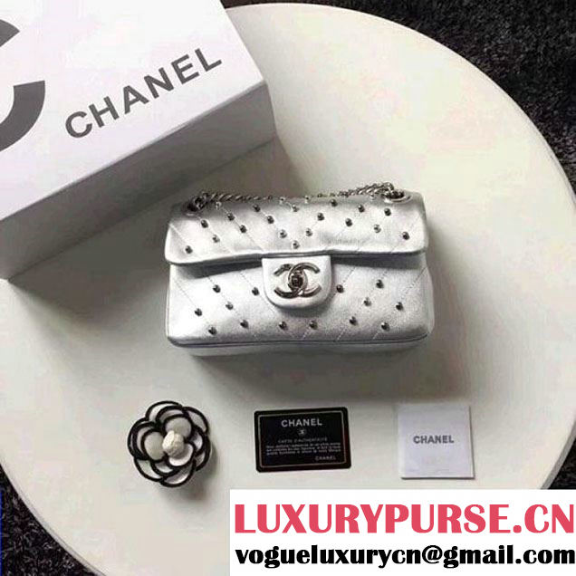 Chanel Lambskin Stud Wars Mini Flap Bag A91954 Silver 2017 (KS-7121612 )