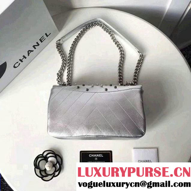 Chanel Lambskin Stud Wars Mini Flap Bag A91954 Silver 2017 (KS-7121612 )