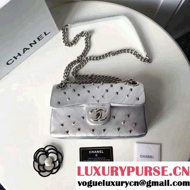 Chanel Lambskin Stud Wars Mini Flap Bag A91954 Silver 2017 (KS-7121612 )