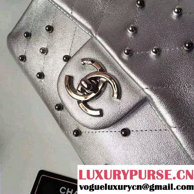 Chanel Lambskin Stud Wars Mini Flap Bag A91954 Silver 2017 (KS-7121612 )