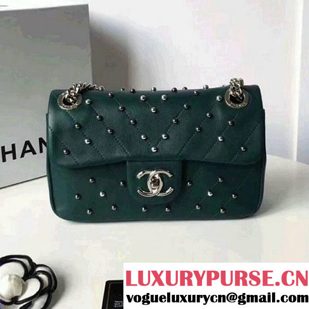 Chanel Lambskin Stud Wars Mini Flap Bag A91954 Green 2017 (KS-7121611 )