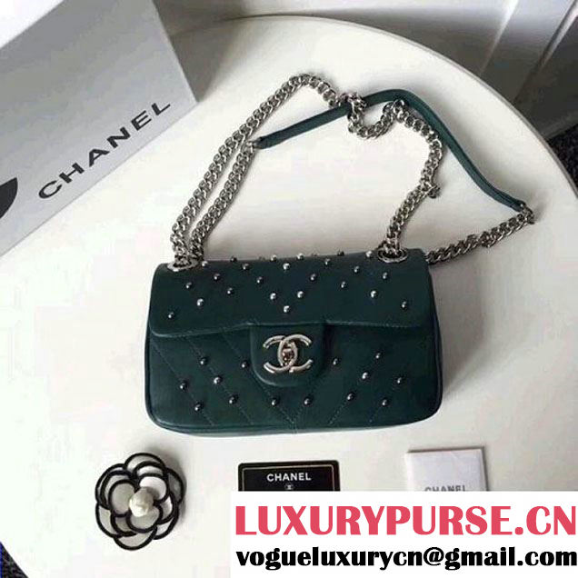 Chanel Lambskin Stud Wars Mini Flap Bag A91954 Green 2017 (KS-7121611 )