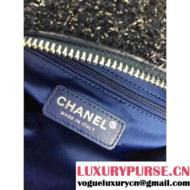 Chanel Knit Pluto Glitter Mini Backpack Bag Deep Blue 2017 (2A043-7122122 )