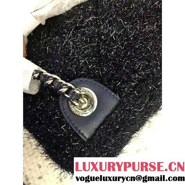 Chanel Knit Pluto Glitter Mini Backpack Bag Deep Blue 2017 (2A043-7122122 )