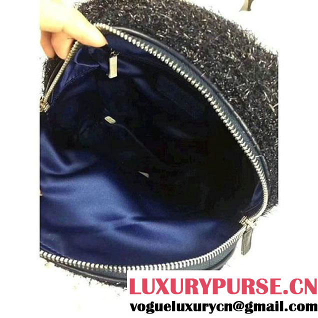 Chanel Knit Pluto Glitter Mini Backpack Bag Deep Blue 2017 (2A043-7122122 )