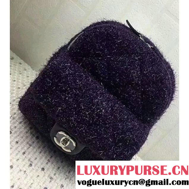 Chanel Knit Pluto Glitter Mini Backpack Bag Silver Purple 2017 (2A043-7122120 )