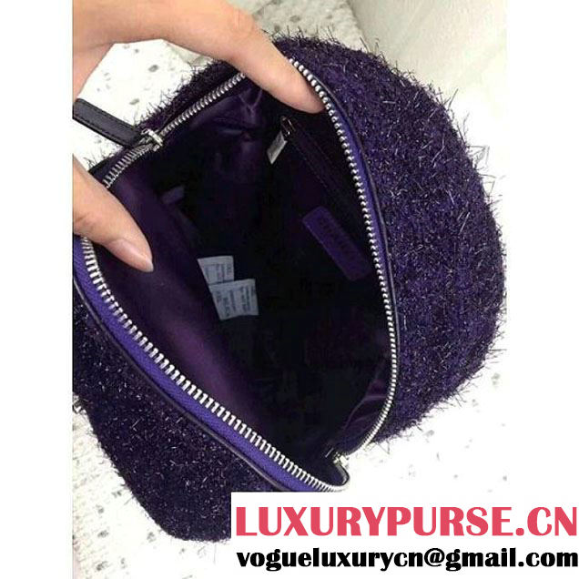 Chanel Knit Pluto Glitter Mini Backpack Bag Silver Purple 2017 (2A043-7122120 )