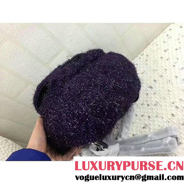 Chanel Knit Pluto Glitter Mini Backpack Bag Silver Purple 2017 (2A043-7122120 )