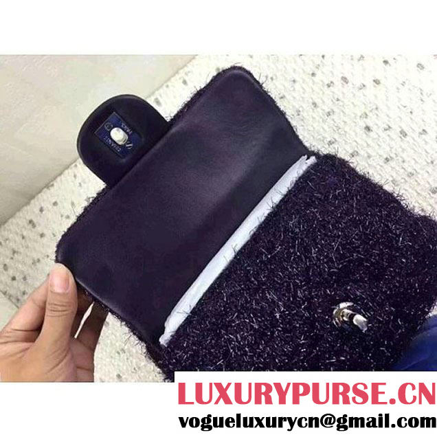 Chanel Knit Pluto Glitter Mini Backpack Bag Silver Purple 2017 (2A043-7122120 )