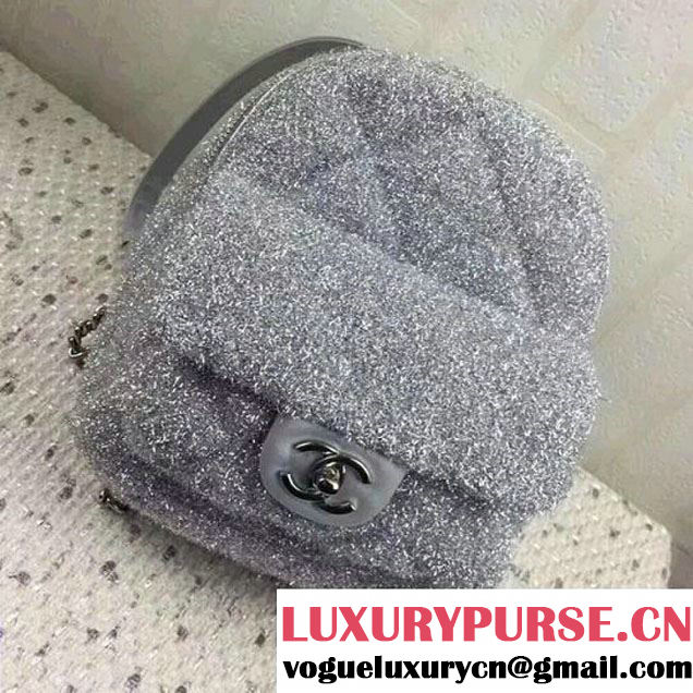 Chanel Knit Pluto Glitter Mini Backpack Bag Silver 2017 (ZMD-7122119 )