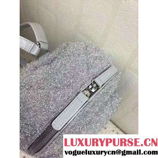 Chanel Knit Pluto Glitter Mini Backpack Bag Silver 2017 (ZMD-7122119 )