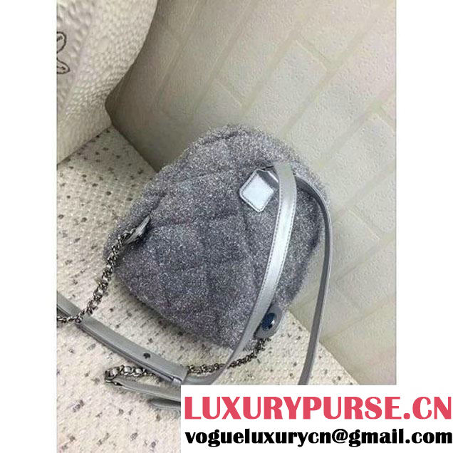 Chanel Knit Pluto Glitter Mini Backpack Bag Silver 2017 (ZMD-7122119 )