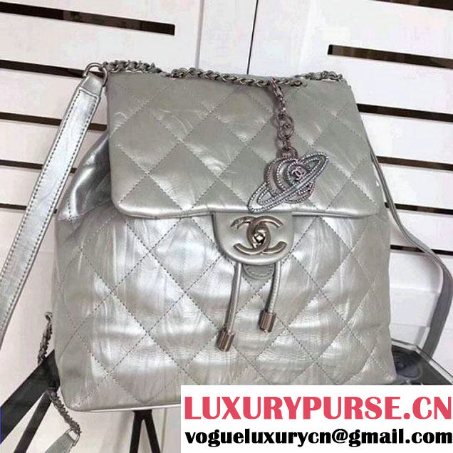 Chanel Iridescent Calfskin Backpack Bag Silver F/W 2017 (ZMD-7122112 )