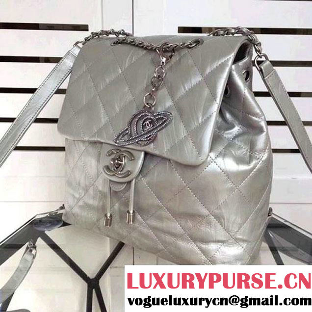 Chanel Iridescent Calfskin Backpack Bag Silver F/W 2017 (ZMD-7122112 )