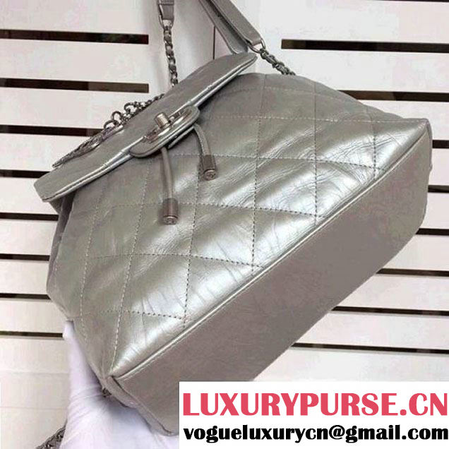 Chanel Iridescent Calfskin Backpack Bag Silver F/W 2017 (ZMD-7122112 )