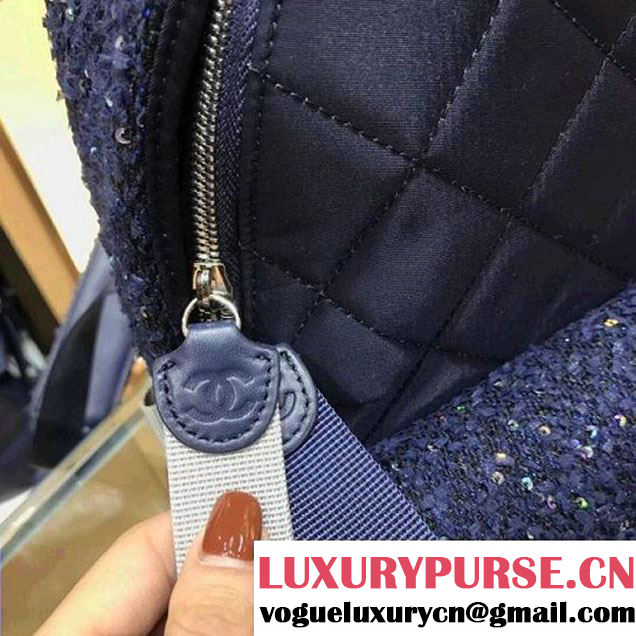 Chanel Glitter Tweed and Nylon Astronaut Essentials Small Backpack Blue F/W 2017 (AV-7122104 )