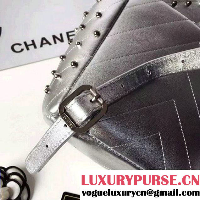 Chanel Lambskin Stud Wars Backpack Bag A91959 Silver 2017 (KS-7121618 )
