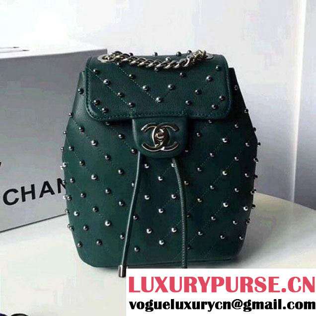 Chanel Lambskin Stud Wars Backpack Bag A91959 Green 2017 (KS-7121617 )