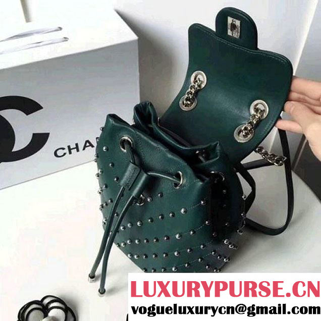 Chanel Lambskin Stud Wars Backpack Bag A91959 Green 2017 (KS-7121617 )