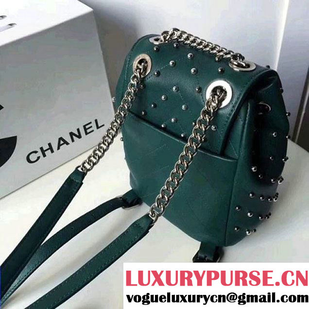 Chanel Lambskin Stud Wars Backpack Bag A91959 Green 2017 (KS-7121617 )
